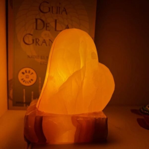 Table lamp crystal, Stone lamp, Heart figurine, Onyx lamp, Heart lamp, Love lamp, Yellow and brown shades color