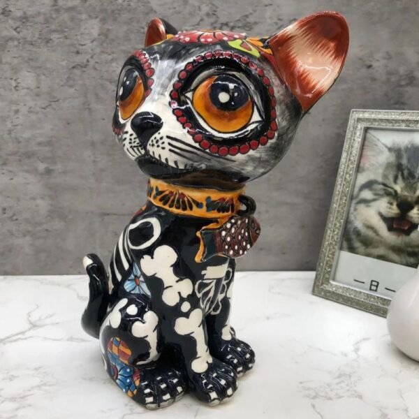 Talavera Cat, Ceramic cat, Talavera pottery, Mexican pottery, Cat statue, Cat sculpture