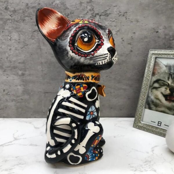 Talavera Cat, Ceramic cat, Talavera pottery, Mexican pottery, Cat statue, Cat sculpture