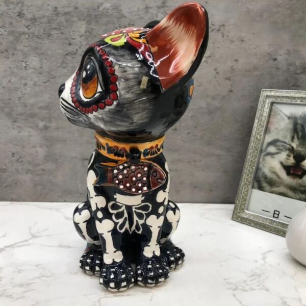 Talavera Cat, Ceramic cat, Talavera pottery, Mexican pottery, Cat statue, Cat sculpture