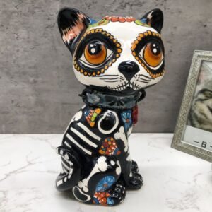 Talavera Cat, Ceramic cat, Talavera pottery, Mexican pottery, Cat statue, Cat sculpture