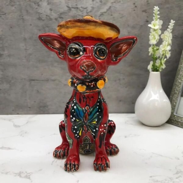 Talavera Chihuahua, Ceramic dog, Talavera pottery, Mexican pottery, Chihuahua statue, Dog sculpture