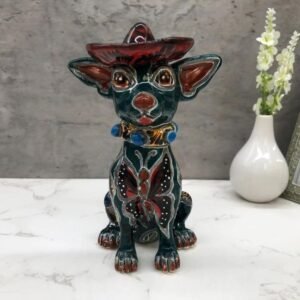 Talavera Chihuahua, Ceramic dog, Talavera pottery, Mexican pottery, Chihuahua statue, Dog sculpture