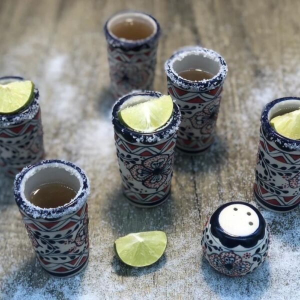 Tequila, Shot glass set, Talavera pottery, Fathers day gift, Handcrafted in Mexico, 8 pieces