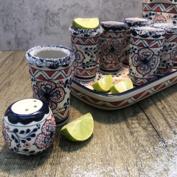 Tequila, Shot glass set, Talavera pottery, Fathers day gift, Handcrafted in Mexico, 8 pieces