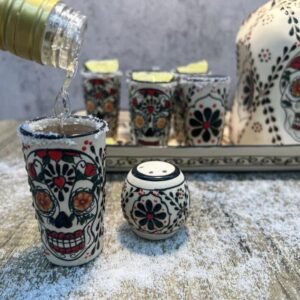 Tequila, Skull shot glass, Talavera pottery, Fathers day gift, Handcrafted in Mexico, 9 pieces