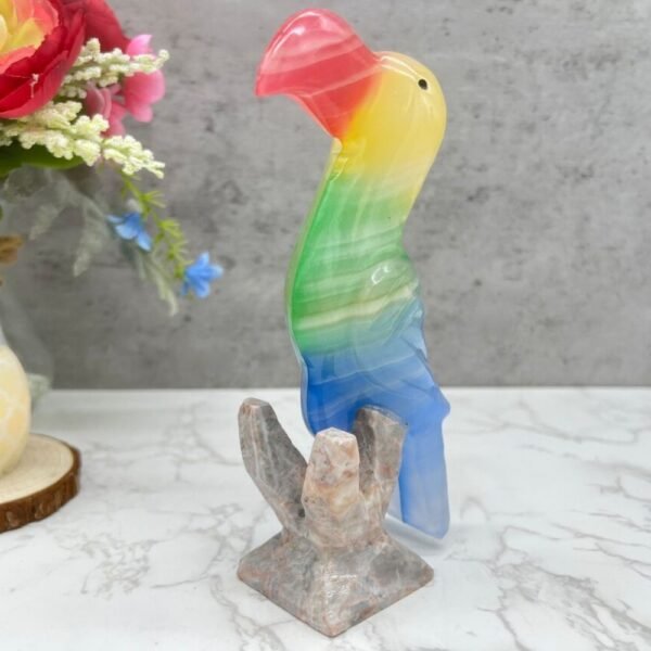 Toucan Bird Marble and Onix, Toucan Sculpture Of Stone Figure Colorfull For Home Decor Shelf Or Desk