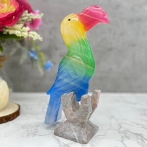 Toucan Bird Marble and Onix, Toucan Sculpture Of Stone Figure Colorfull For Home Decor Shelf Or Desk