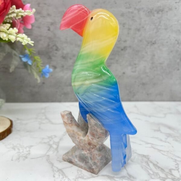 Toucan Bird Marble and Onix, Toucan Sculpture Of Stone Figure Colorfull For Home Decor Shelf Or Desk