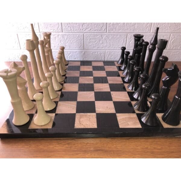 XL LARGE Chess set 16.53” x 16.53”, Marble Chess set in black and brown, Stone Chess Set, Chess set handmade, Italian design