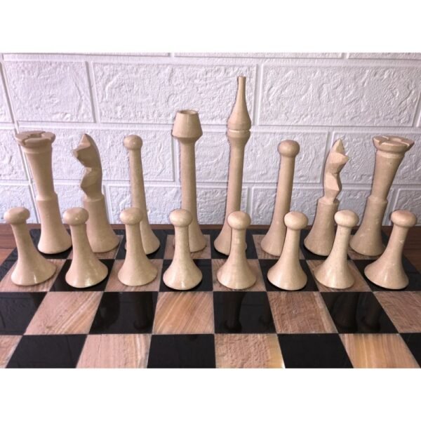 XL LARGE Chess set 16.53” x 16.53”, Marble Chess set in black and brown, Stone Chess Set, Chess set handmade, Italian design