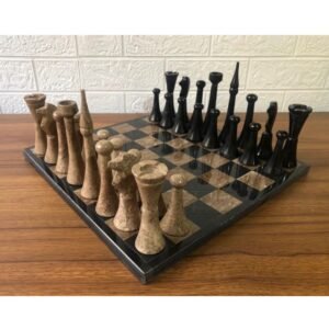XL LARGE Chess set 16.53” x 16.53”, Marble Chess set in black and brown, Stone Chess Set, Chess set handmade, Italian design