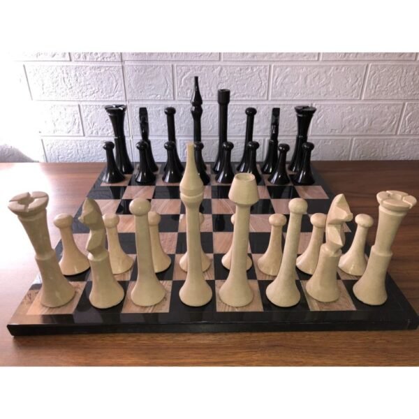 XL LARGE Chess set 16.53” x 16.53”, Marble Chess set in black and brown, Stone Chess Set, Chess set handmade, Italian design