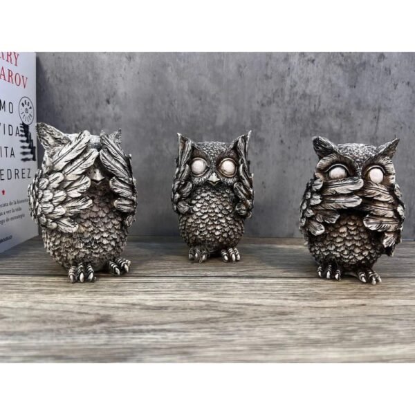 3 Owls sculpture, Owl decor, 3 Wise owls, Hear no evil, See no evil, Speak no evil