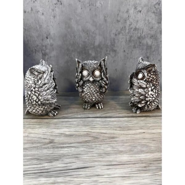 3 Owls sculpture, Owl decor, 3 Wise owls, Hear no evil, See no evil, Speak no evil