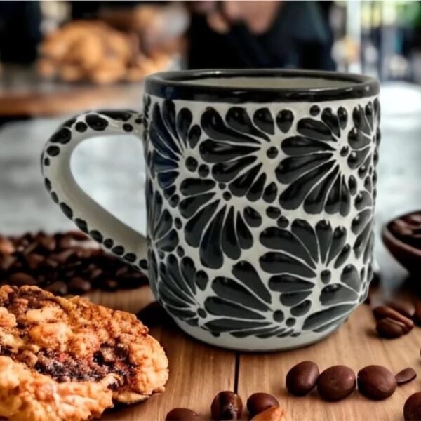 Cappuccino Cup, Mexican Coffee Accessory, Puebla Talavera Pottery, Ceramic Cup, Handmade Lead-Free, 450ml Custom Available