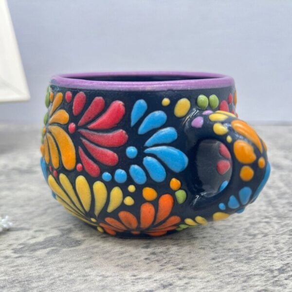 Cappuccino Cup, Mexican Coffee Mug, Puebla Talavera Pottery, Ceramic Thermos, Handmade Lead-Free Includes Lid, Custom Available