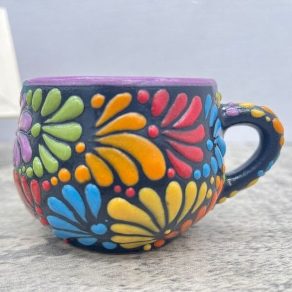 Cappuccino Cup, Mexican Coffee Mug, Puebla Talavera Pottery, Ceramic Thermos, Handmade Lead-Free Includes Lid, Custom Available