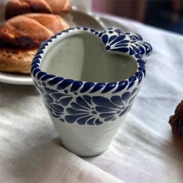 Cappuccino Heart Cup, Mexican Coffee Mug, Puebla Talavera Pottery, Ceramic Thermos, Handmade Lead-Free, Custom Available