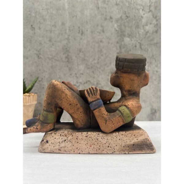 Chac Mool Mayan Lord Of Storms Handcraft Mexican Culture Home Decor Prehispanic Vintage Rustic Clay Material Antique Ancrestral Figurines