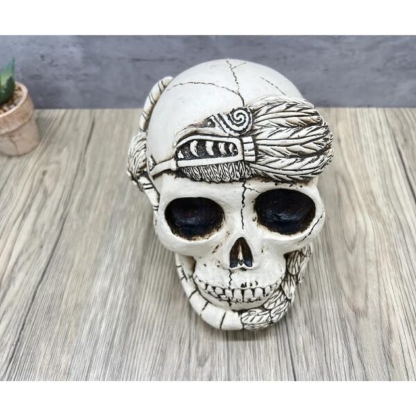 Indio Quetzacoalt Warrior Skull, Mexican Decoration, Skeleton Head, Skull Sculpture, Human Skeleton, Skull Statue