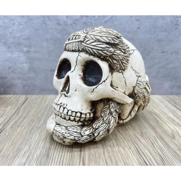 Indio Quetzacoalt Warrior Skull, Mexican Decoration, Skeleton Head, Skull Sculpture, Human Skeleton, Skull Statue