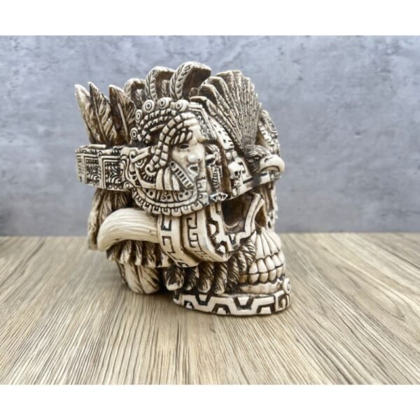 Jalach Winik Warrior Skull, Mexican Decoration, Skeleton Head, Skull Sculpture, Human Skeleton, Skull Statue
