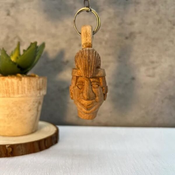 Mayan wooden keychain, Mexican folk art, Mexican mask, Mayan art, Mayan mask, Prehispanic, Mayan statue