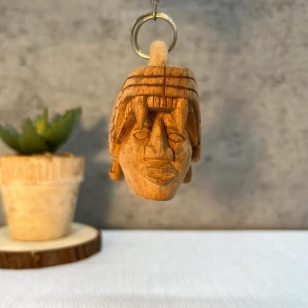 Mayan wooden keychain, Mexican folk art, Mexican mask, Mayan art, Mayan mask, Prehispanic, Mayan statue