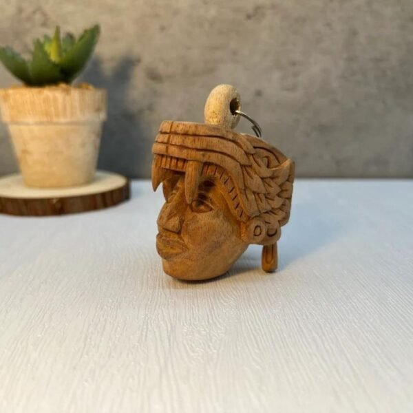 Mayan wooden keychain, Mexican folk art, Mexican mask, Mayan art, Mayan mask, Prehispanic, Mayan statue