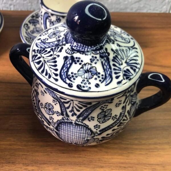 Mothers day gif, Ceramic Teapot and Espresso Cup Set, Mexican pottery, Talavera, 15 pieces