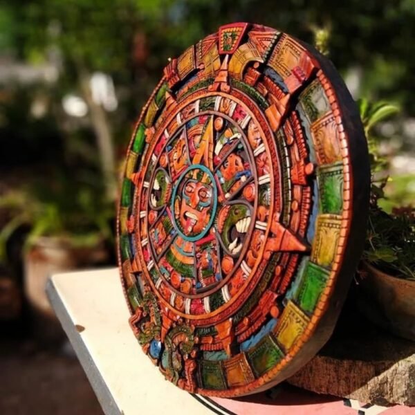 Prehispanic Aztec Art, Aztec calendar, Mexican painting, Wood carving, Handcrafted ASK FOR CUSTOMIZE