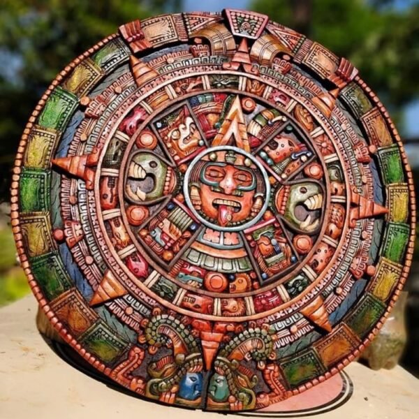 Prehispanic Aztec Art, Aztec calendar, Mexican painting, Wood carving, Handcrafted ASK FOR CUSTOMIZE