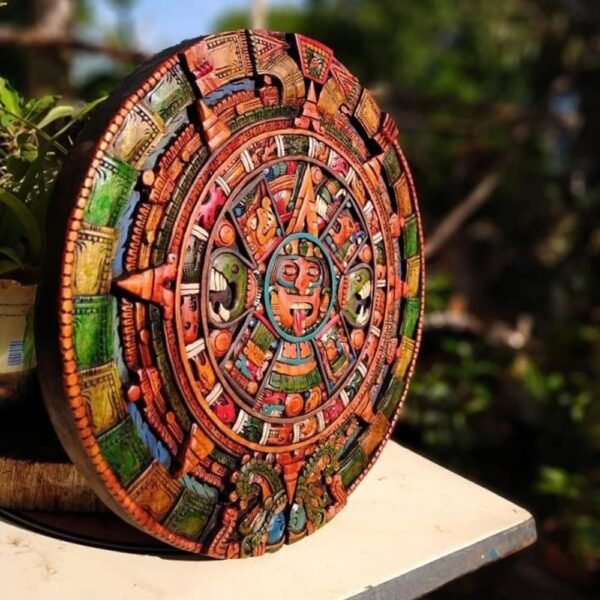 Prehispanic Aztec Art 🎨, Aztec Calendar 📅, Mexican Painting 🖌️, Wood Carving 🪓, Handcrafted 🖐️ ASK FOR CUSTOMIZE - Image 3