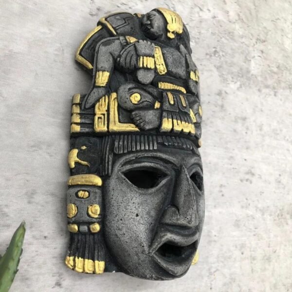 Prehispanic Mask, Ceremonies And Festivals Mayan Culture, Altar And Home Decor. Mexican Wall Art, Plaster Hand Carved