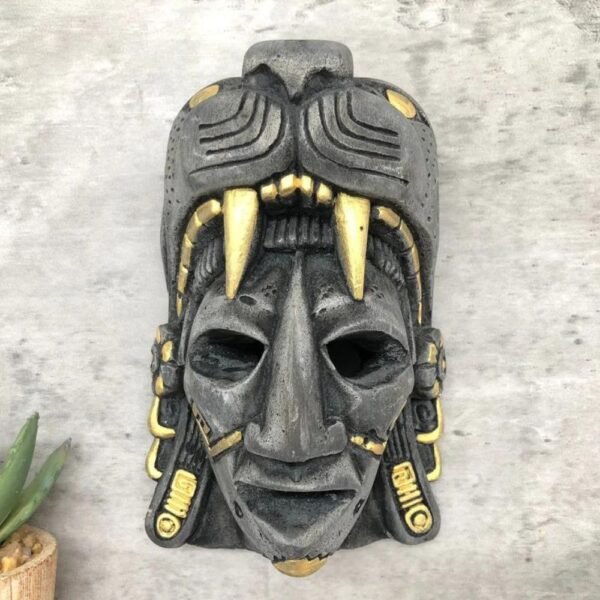 Prehispanic Mask, Ceremonies And Festivals Mayan Culture, Altar And Home Decor. Mexican Wall Art, Plaster Hand Carved