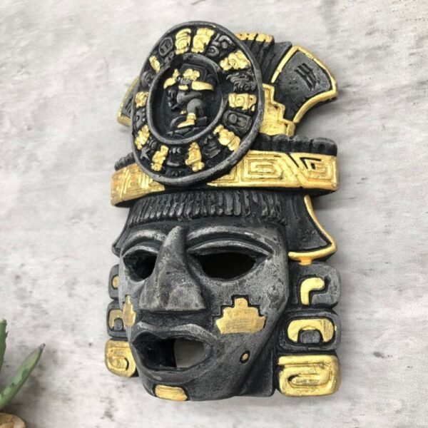 Prehispanic Mask, Ceremonies And Festivals Mayan Culture, Altar And Home Decor. Mexican Wall Art, Plaster Hand Carved