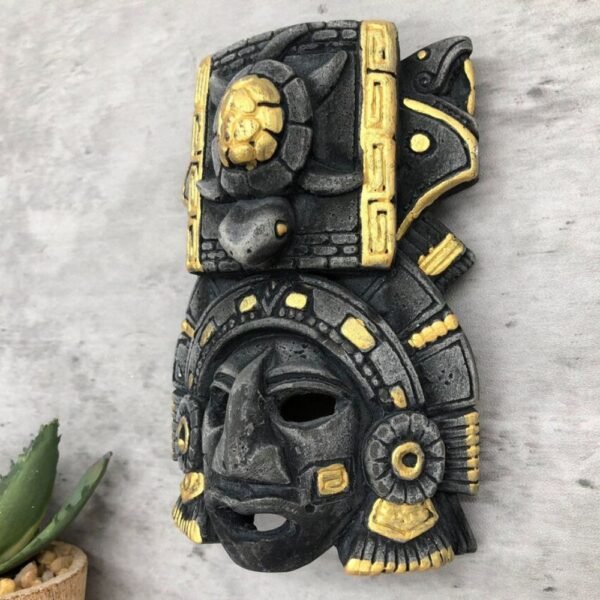 Prehispanic Mask, Ceremonies And Festivals Mayan Culture, Altar And Home Decor. Mexican Wall Art, Plaster Hand Carved