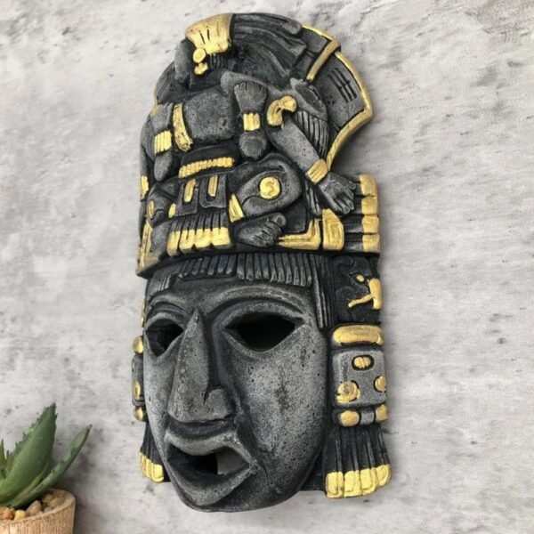 Prehispanic Mask, Ceremonies And Festivals Mayan Culture, Altar And Home Decor. Mexican Wall Art, Plaster Hand Carved