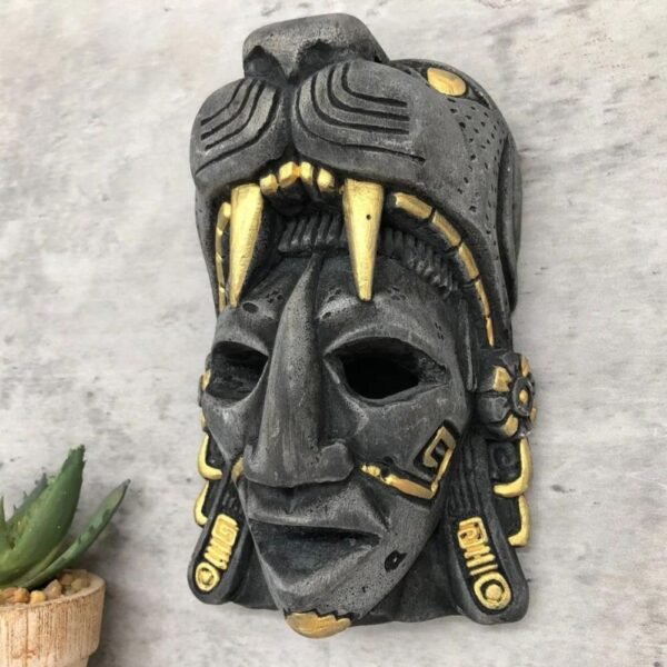 Prehispanic Mask, Ceremonies And Festivals Mayan Culture, Altar And Home Decor. Mexican Wall Art, Plaster Hand Carved