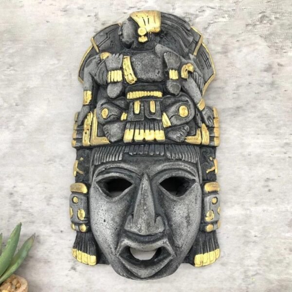 Prehispanic Mask, Ceremonies And Festivals Mayan Culture, Altar And Home Decor. Mexican Wall Art, Plaster Hand Carved