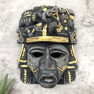 Prehispanic Mask, Ceremonies And Festivals Mayan Culture, Altar And Home Decor. Mexican Wall Art, Plaster Hand Carved