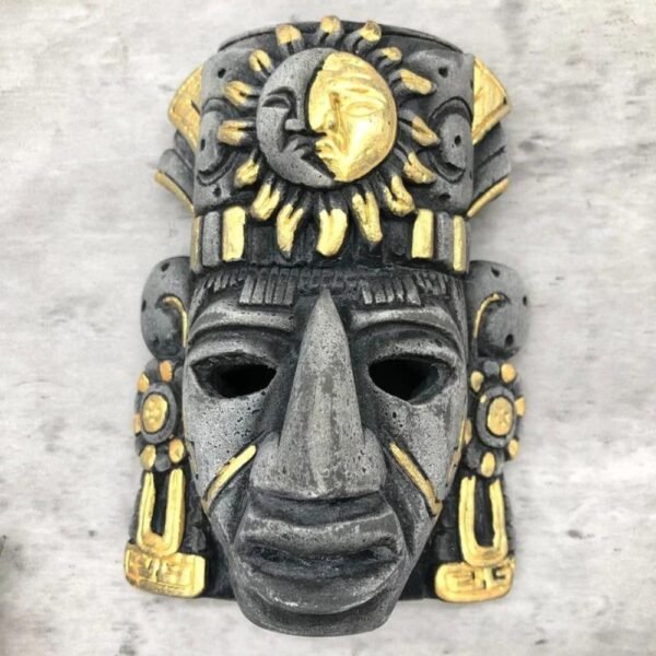 Prehispanic Mask, Ceremonies And Festivals Mayan Culture, Altar And Home Decor. Mexican Wall Art, Plaster Hand Carved