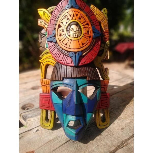 Prehispanic Wooden mask, Mayan culture, Mexican wall art, Hand carved