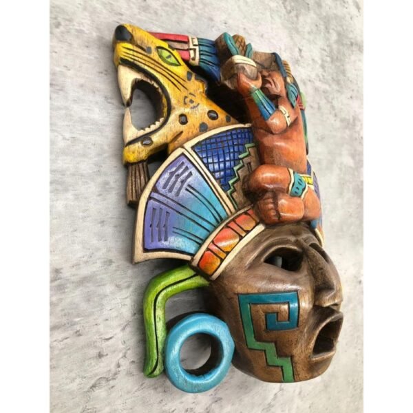 Prehispanic Wooden mask, Mayan culture, Mexican wall art, Hand carved ASK FOR CUSTOMIZE