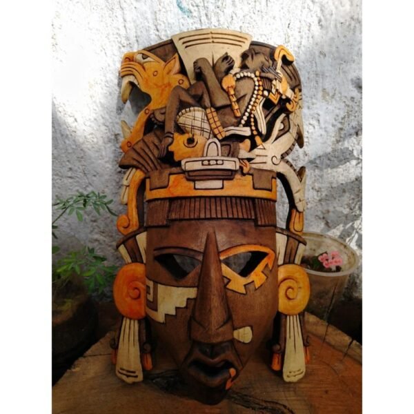 Prehispanic Wooden mask, Mayan culture, Mexican wall art, Hand carved ASK FOR CUSTOMIZE