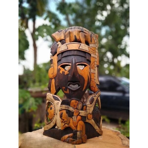 Prehispanic Wooden mask, Mayan culture, Mexican wall art, Hand carved ASK FOR CUSTOMIZE