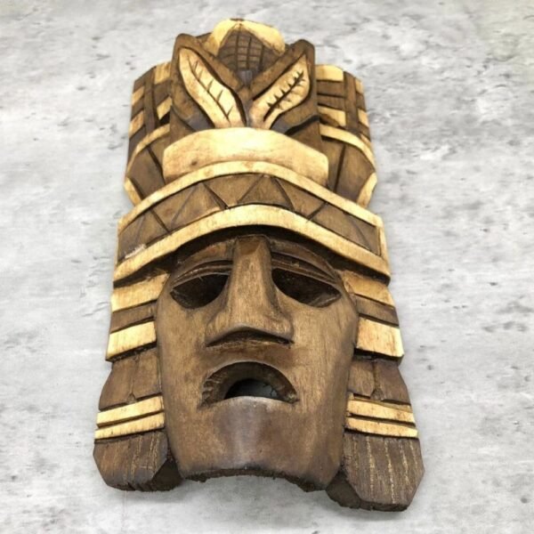 🎭🪶 Prehispanic Wooden mask, Mayan culture, Mexican wall art, Hand carved ASK FOR CUSTOMIZE 🎭🪶 - Image 4