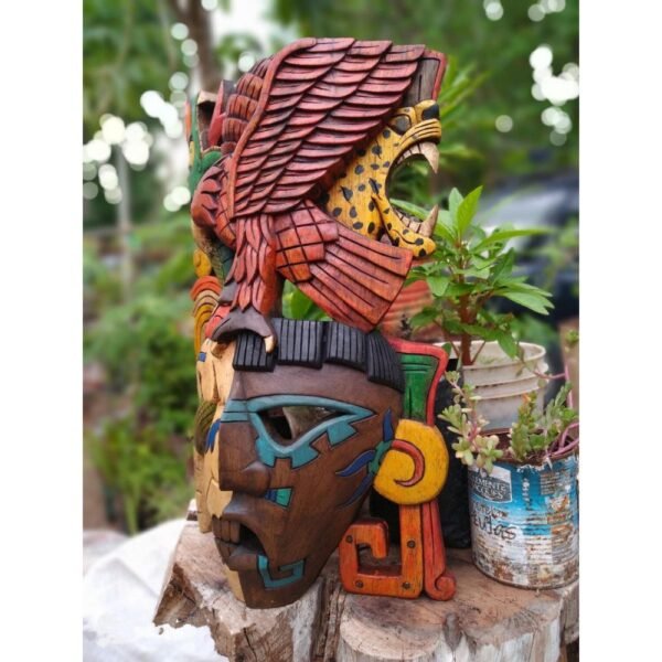 Prehispanic Wooden mask, Mayan culture, Mexican wall art, Hand carved ASK FOR CUSTOMIZE