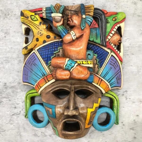 Prehispanic Wooden mask, Mayan culture, Mexican wall art, Hand carved ASK FOR CUSTOMIZE